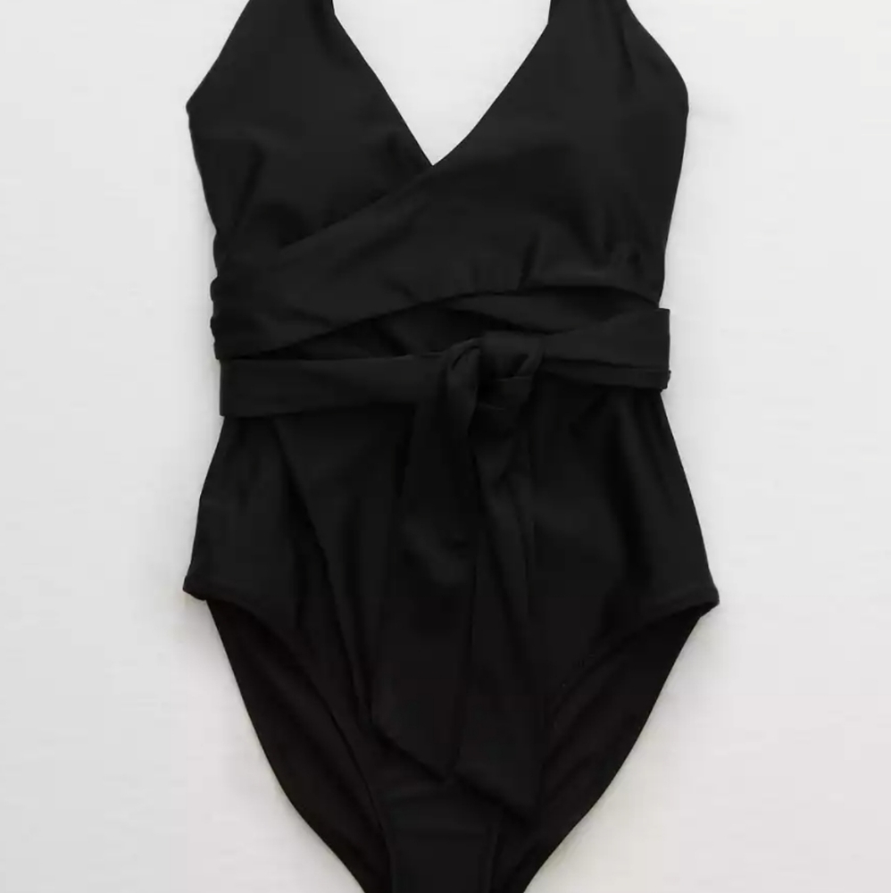 NWT Aerie One Piece Black Wrap Swimsuit